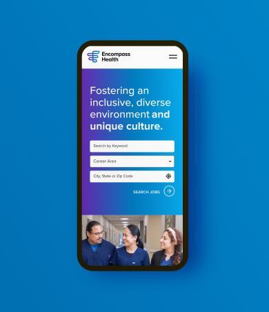 Encompass Health Career site displayed on a mobile screen