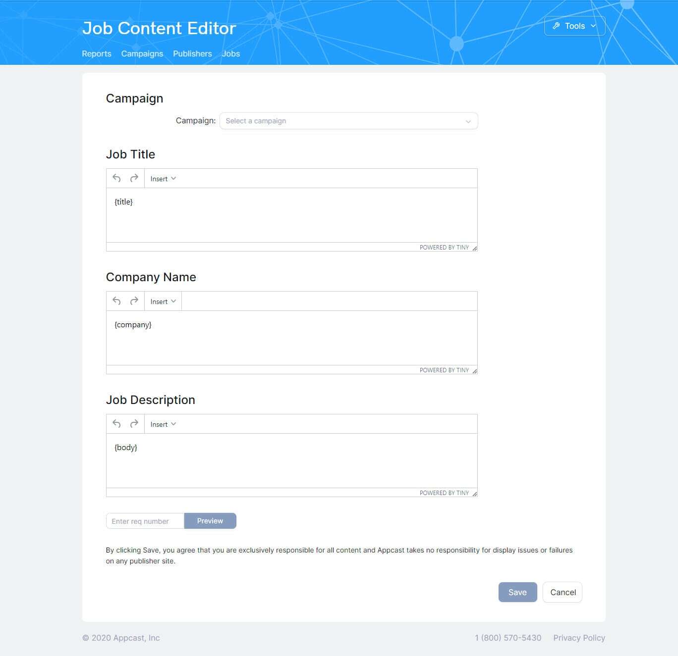 Job Content Editor
