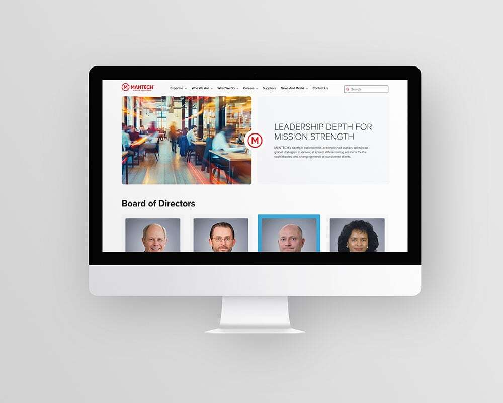 desktop view of mantech leadership team page
