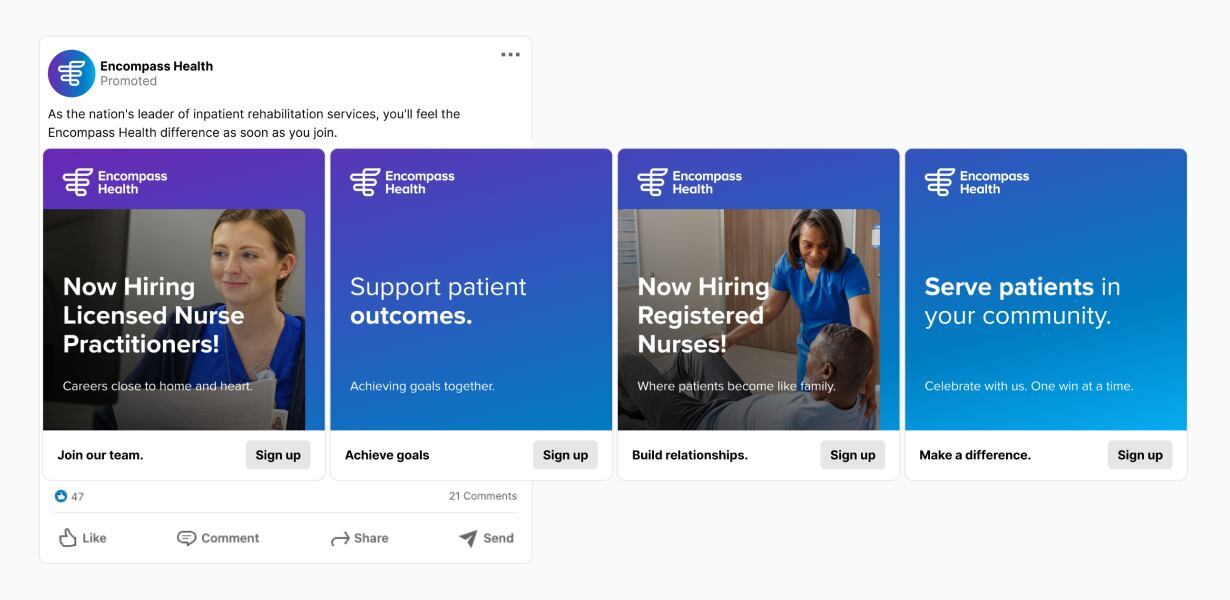 Additional social posts created for Encompass Health