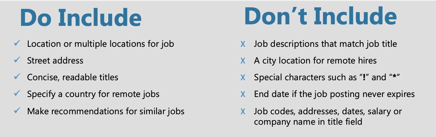 When it comes to optimizing your jobs for Google's recruitment technology, follow these do's and don'ts.